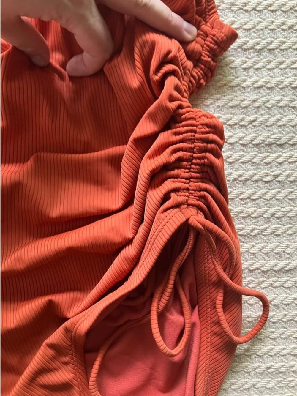 Lulus "Sunny Side" Rust Orange Ribbed One-Piece Swimsuit - Picture 7 of 8